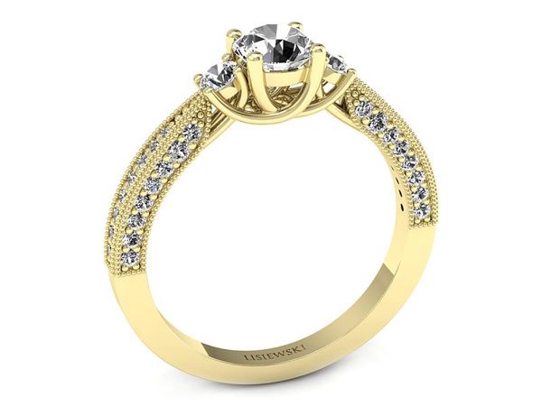 Pierścionek zaręczynowy z diamentami żółte złoto - p16840z
