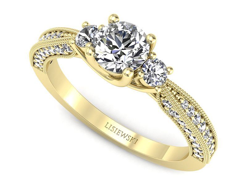 Pierścionek zaręczynowy z diamentami żółte złoto - p16840z - 1