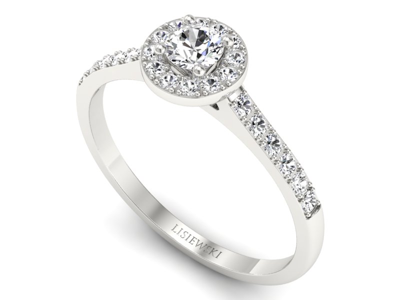 Złoty pierścionek z brylantami białe złoto - P16891b — zdjęcie 3