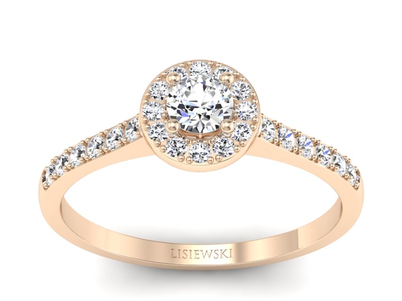 Złoty pierścionek z brylantami różowe złoto - p16891c