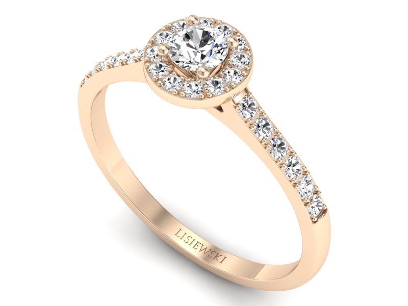 Złoty pierścionek z brylantami różowe złoto - p16891c — zdjęcie 3