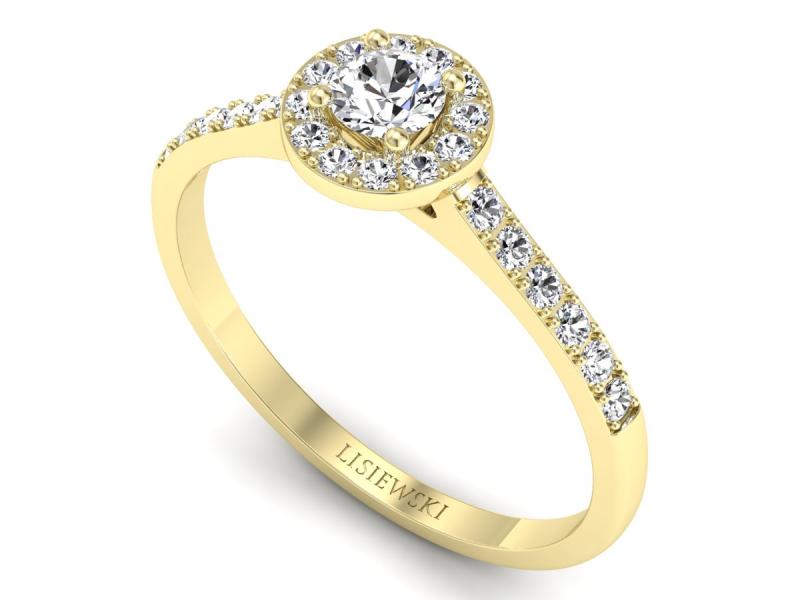 Złoty pierścionek z brylantami żółte złoto - p16891z — zdjęcie 3