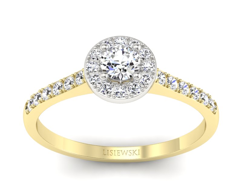 Złoty pierścionek z brylantami - P16891zb