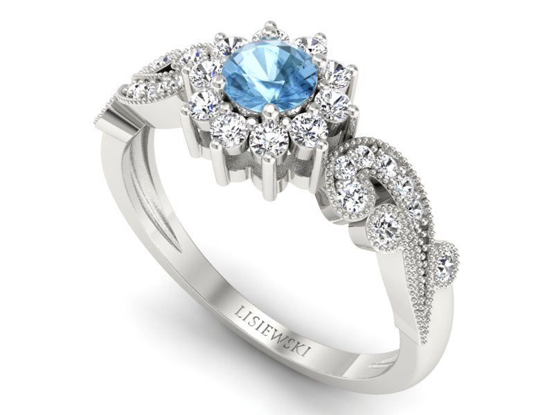 Pierścionek z topazem białe złoto z brylantami - p16897btp — zdjęcie 3