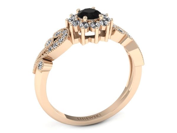 Pierścionek zaręczynowy z diamentem różowe złoto - p16897ccd