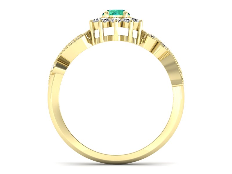 Złoty pierścionek ze szmaragdem i brylantami - p16897zsm — zdjęcie 2
