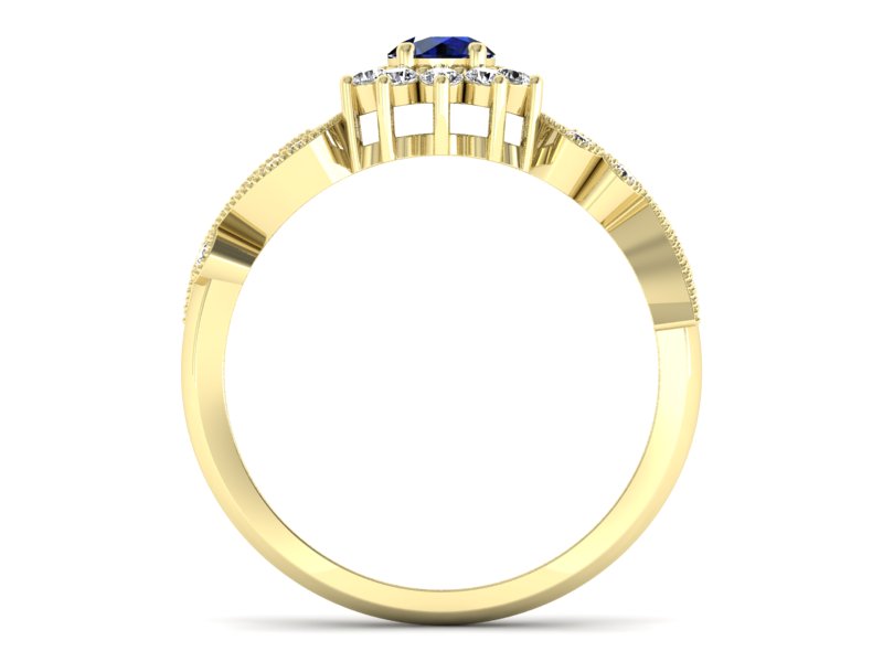 Pierścionek z szafirem i brylantami żółte złoto - p16897zsz — zdjęcie 2