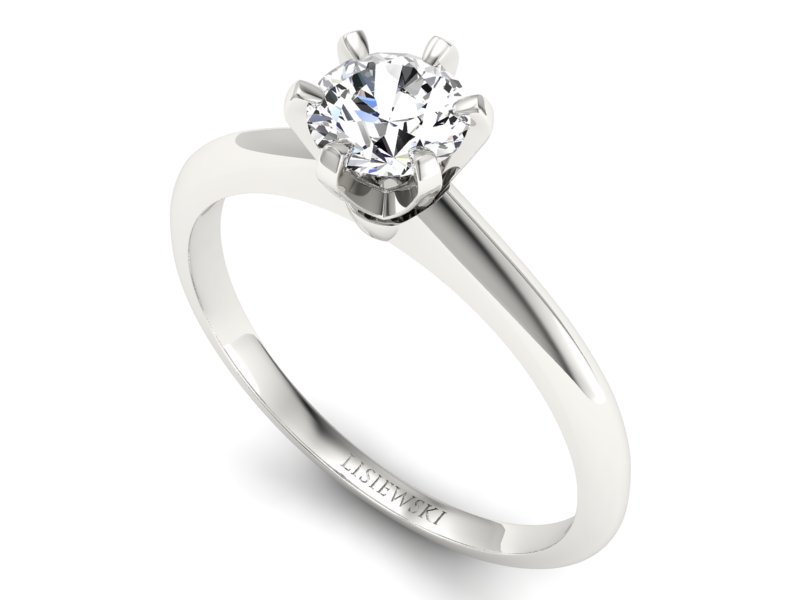 Złoty pierścionek z brylantem białe złoto - p16904b — zdjęcie 3