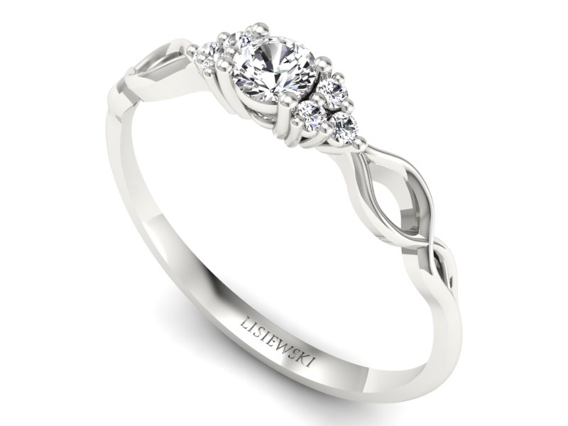 Złoty pierścionek z diamentem - p16907b — zdjęcie 3