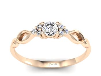 Złoty pierścionek z diamentami różowe złoto 585 - p16907c - 1