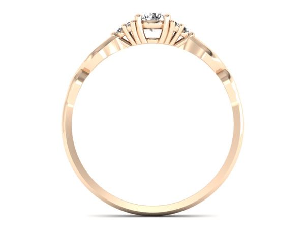 Złoty pierścionek z diamentami różowe złoto 585 - p16907c