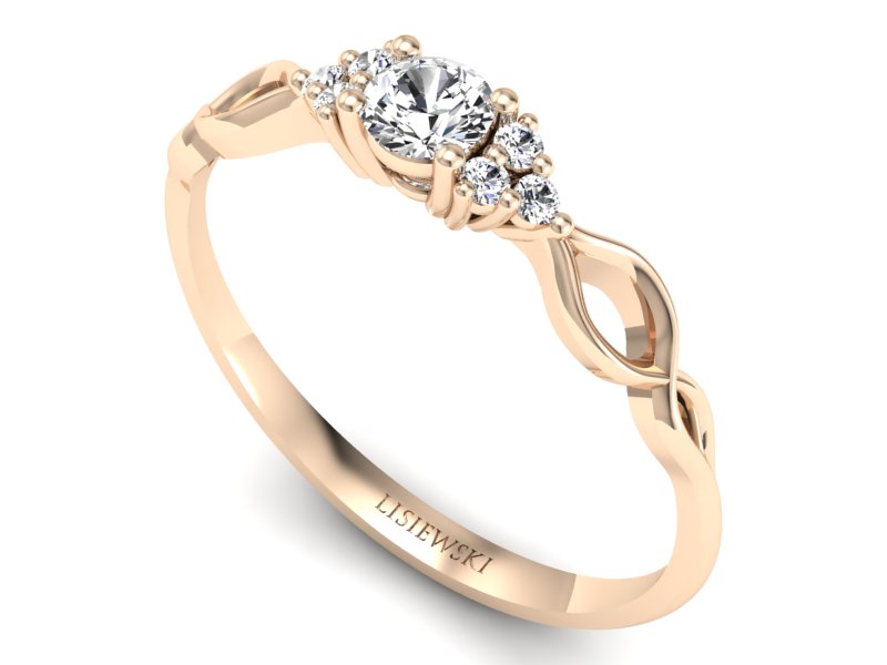 Złoty pierścionek z diamentami różowe złoto - p16907c — zdjęcie 3