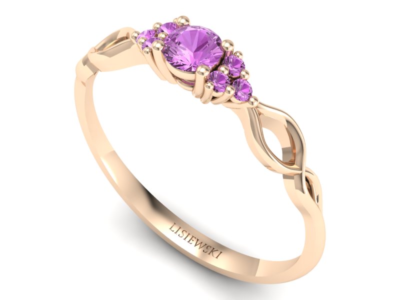 Pierścionek z różowym szafirem różowe złoto - P16907cszr — zdjęcie 3