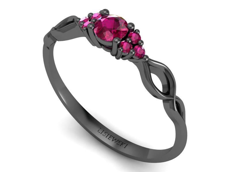 Czarne złoto pierścionek z rubinami - p16907czr — zdjęcie 3