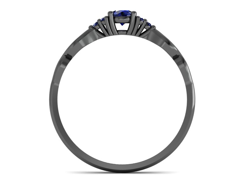 Złoty pierścionek z szafirem czarne złoto - p16907czsz — zdjęcie 2