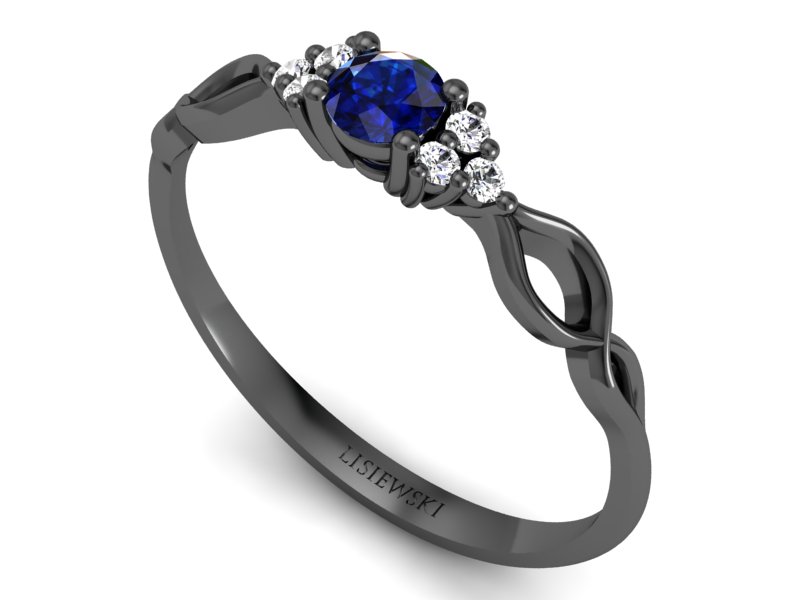 Pierścionek z szafirem i brylantem - p16907czszd — zdjęcie 3