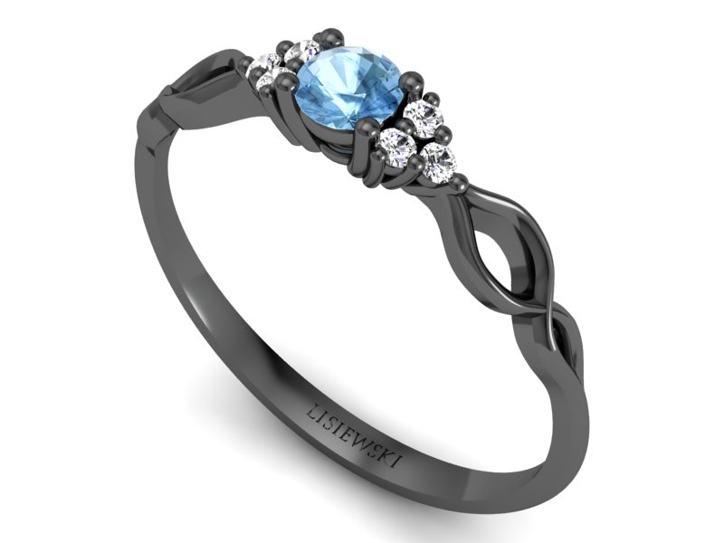 Pierścionek z topazem i brylantem czarne złoto - p16907cztpd — zdjęcie 3