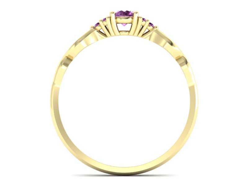 Złoty pierścionek z różowymi szafirami - P16907zszr — zdjęcie 2