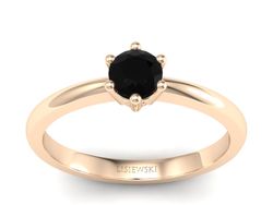 Złoty pierścionek z czarnym diamentem - p16916ccd