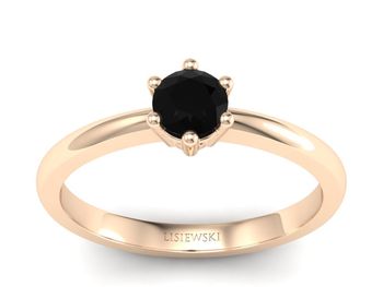 Złoty pierścionek z czarnym diamentem - p16916ccd - 1