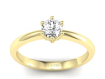 Złoty Pierścionek zaręczynowy z brylantem - p16916z - 1