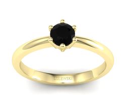 Złoty pierścionek z czarnym diamentem - p16916zcd