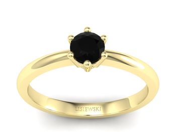 Złoty pierścionek z czarnym diamentem - p16916zcd - 1