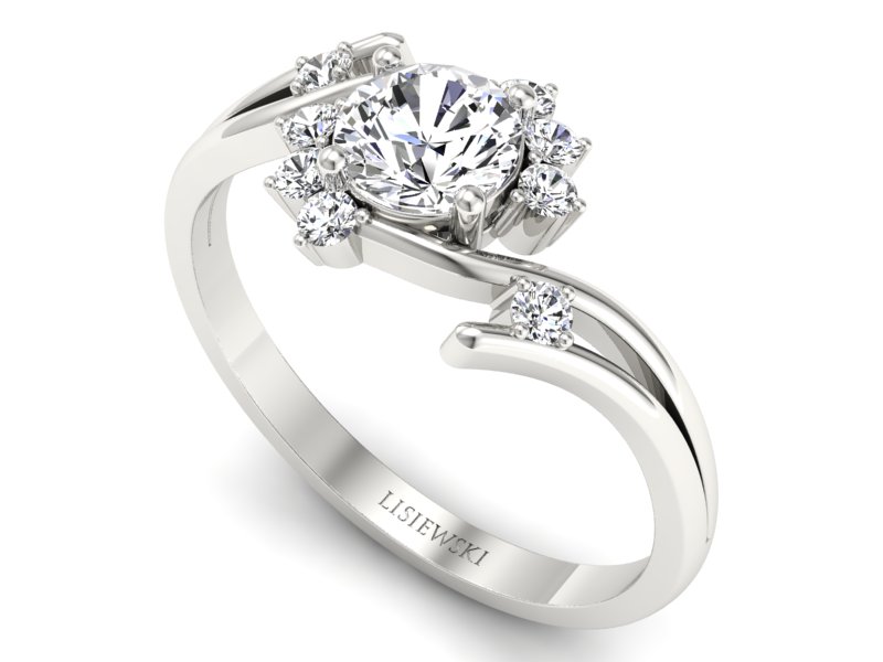 Pierścionek zaręczynowy z diamentami - P16917b — zdjęcie 3