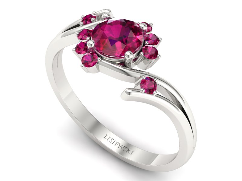 Złoty pierścionek z rubinami - P16917br — zdjęcie 3