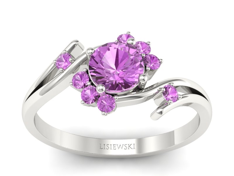 Pierścionek zaręczynowy z różowymi szafirami - p16917bszr