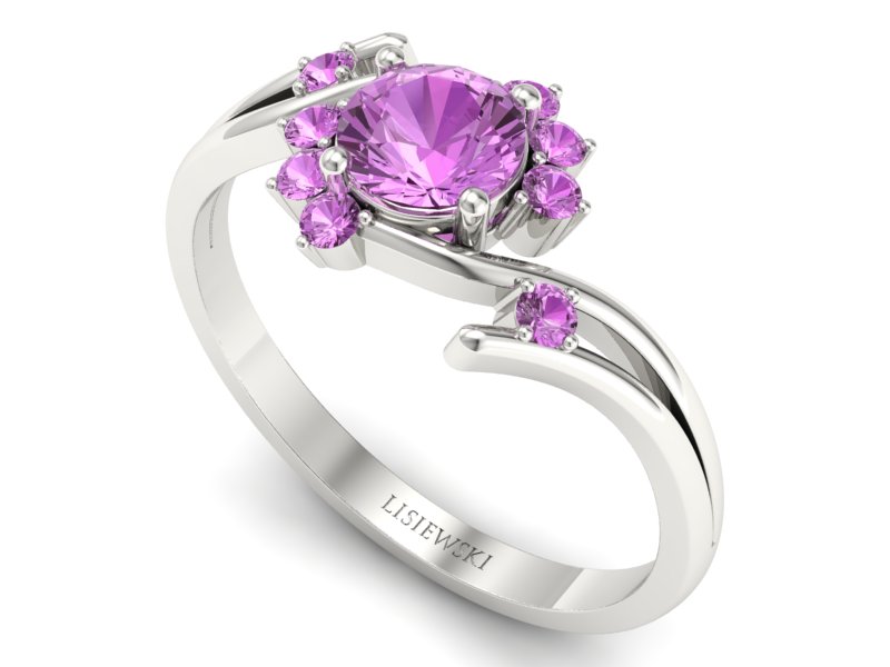 Pierścionek zaręczynowy z różowymi szafirami - p16917bszr — zdjęcie 3