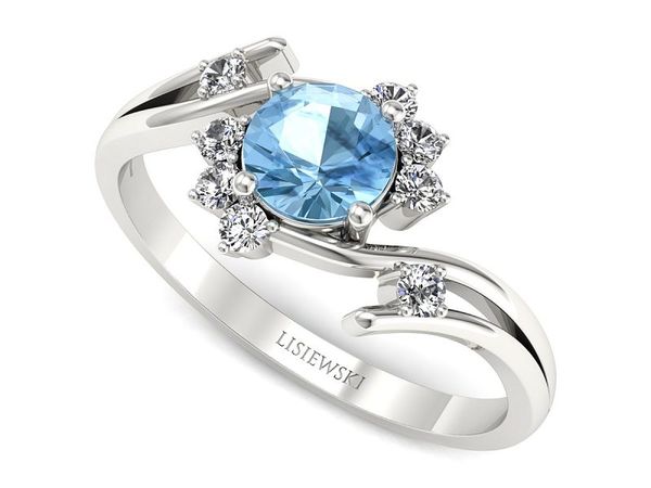 Pierścionek z topaz i brylantami białe złoto próba 585 - p16917btpd- 1