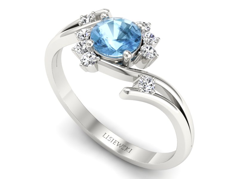 Pierścionek z topazem i brylantami białe złoto - p16917btpd — zdjęcie 3