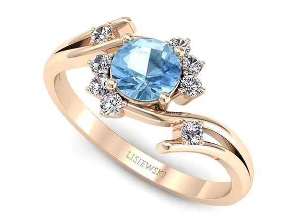Złoty pierścionek z topaz i brylantami - p16917ctpd- 1