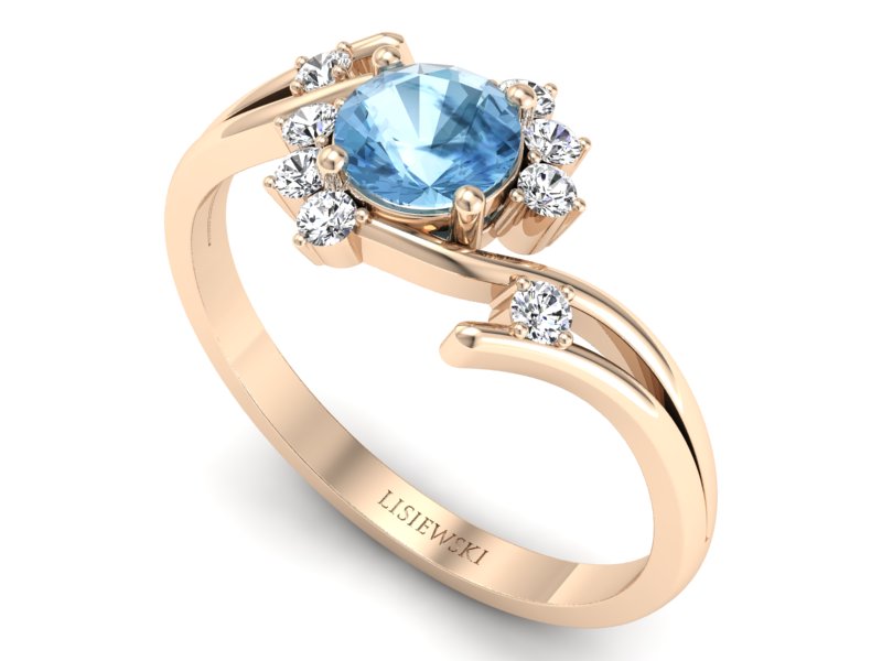 Złoty pierścionek z topazem i brylantami - p16917ctpd — zdjęcie 3