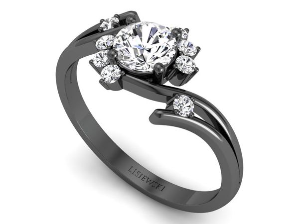 Pierścionek zaręczynowy z diamentami czarne złoto - P16917cz