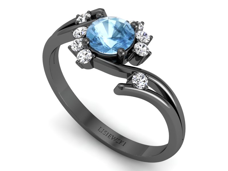 Pierścionek z topazem i brylantem czarne złoto - p16917cztpd — zdjęcie 3