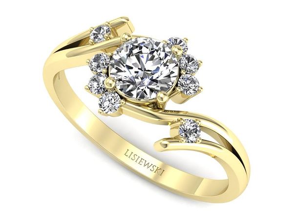 Pierścionek zaręczynowy z brylantami żółte złoto próba 585 - P16917z- 1