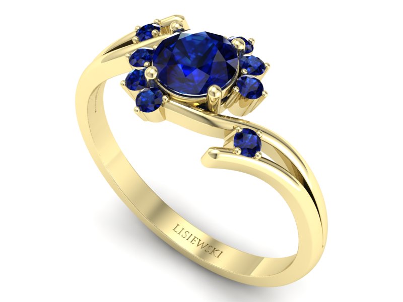 Złoty pierścionek z szafirami - P16917zsz — zdjęcie 3