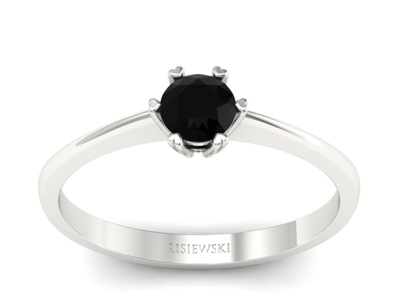 Złoty pierścionek z czarnym diamentem - p16918bcd