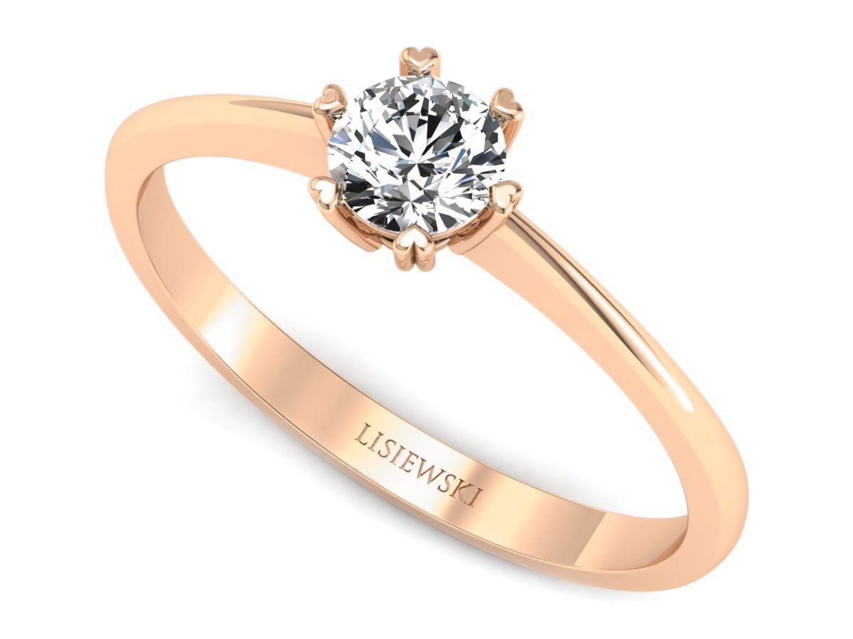 Pierścionek zaręczynowy z diamentem różowe złoto próba 585 - p16918c