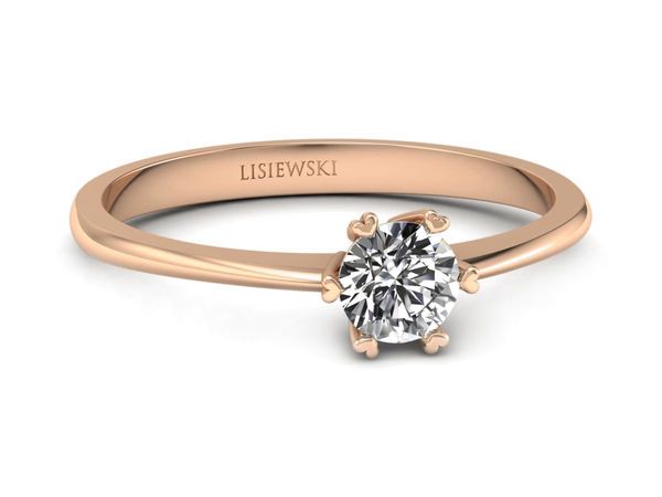 Pierścionek zaręczynowy z diamentem różowe złoto - p16918c