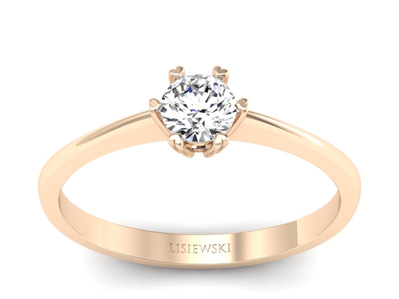 Pierścionek zaręczynowy z diamentem różowe złoto - p16918c
