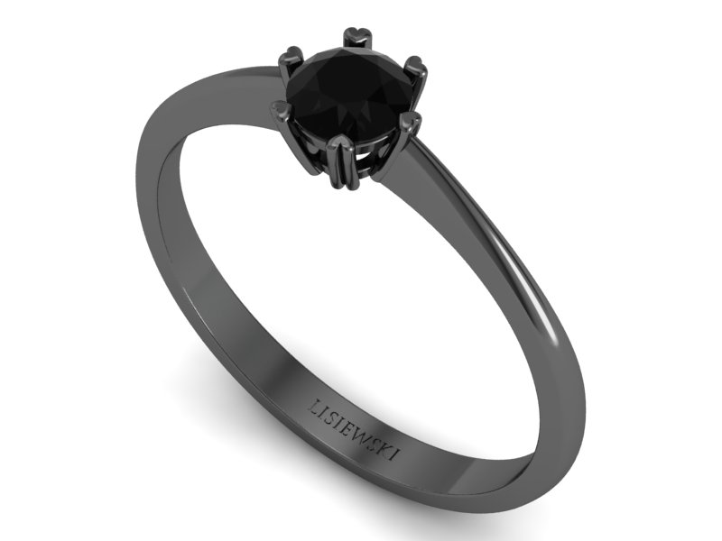 Złoty pierścionek czarne złoto czarny diament - p16918czcd — zdjęcie 3