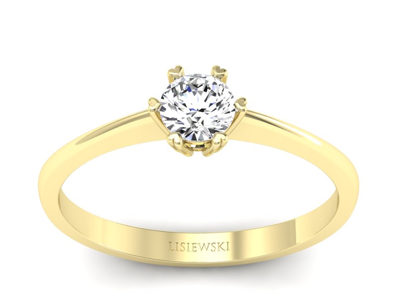 Pierścionek zaręczynowy z brylantem żółte złoto - p16918z