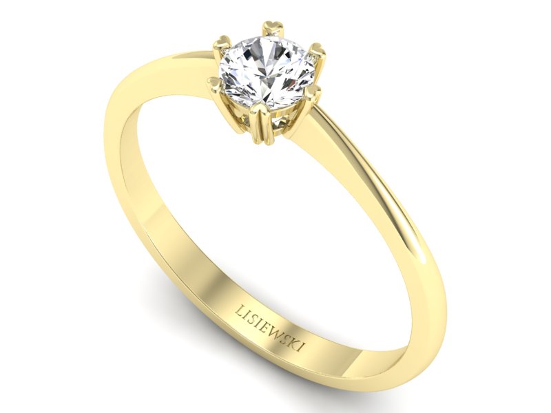 Pierścionek zaręczynowy z brylantem żółte złoto - p16918z — zdjęcie 3