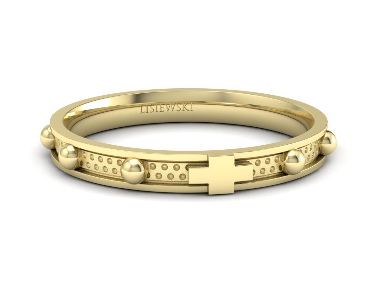 Złota obrączka z żółtego złota różaniec - p16921z — zdjęcie 3