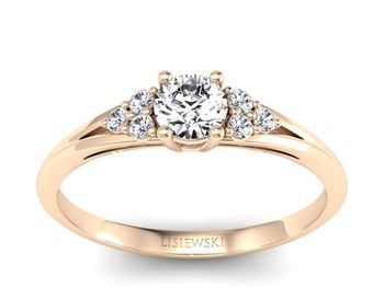 Pierścionek zaręczynowy z diamentami różowe złoto - p16924c - 1