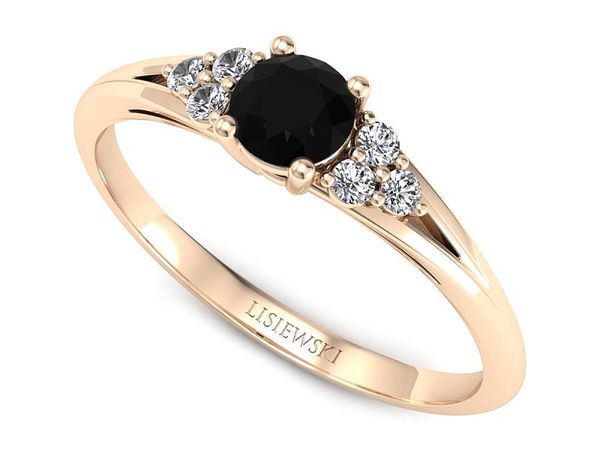 Pierścionek zaręczynowy z diamentami różowe złoto próba 585 - p16924ccd- 1