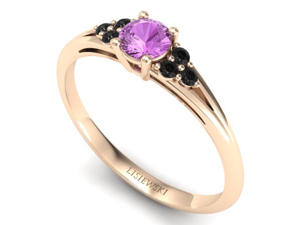 Złoty pierścionek z szafirem różowe złoto 585 - p16924cszrcd